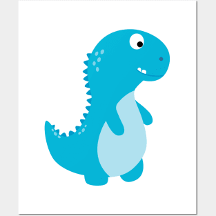 Cute blue Dino Posters and Art